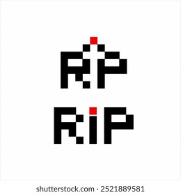 RIP logo text design with cross in negative space.