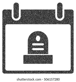 Rip Monument Calendar Day grainy textured icon for overlay watermark stamps. Flat symbol with dirty texture. Dotted vector gray ink rubber seal stamp with grunge design on a white background.