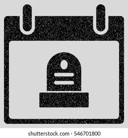 Rip Monument Calendar Day grainy textured icon for overlay watermark stamps. Flat symbol with unclean texture. Dotted vector black ink rubber seal stamp with grunge design on a light gray background.