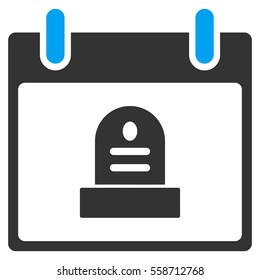 Rip Monument Calendar Day vector toolbar icon. Style is bicolor flat icon symbol, blue and gray colors, white background.