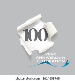 Rip paper. 100 year anniversary celebration Vector illustration