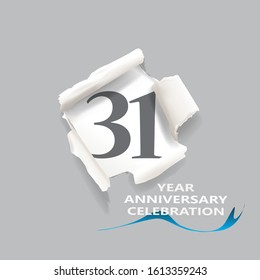 Rip paper. 31 year anniversary celebration Vector illustration