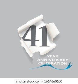 Rip paper. 41 year anniversary celebration Vector illustration