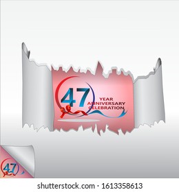 Rip paper. 47 year anniversary celebration Vector illustration.
