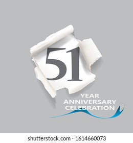 Rip paper. 51 year anniversary celebration Vector illustration