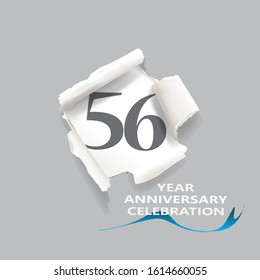 Rip paper. 56 year anniversary celebration Vector illustration