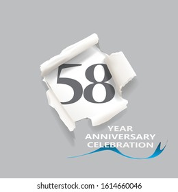 Rip paper. 58 year anniversary celebration Vector illustration