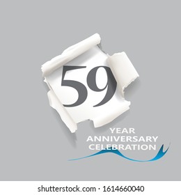 Rip paper. 59 year anniversary celebration Vector illustration