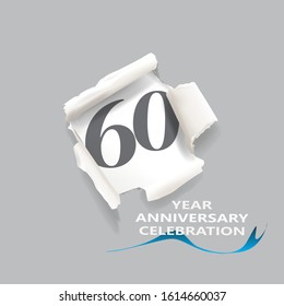 Rip paper. 60 year anniversary celebration Vector illustration