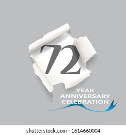 Rip paper. 72 year anniversary celebration Vector illustration