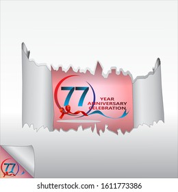 Rip paper. 77 year anniversary celebration Vector illustration