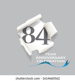 Rip paper. 84 year anniversary celebration Vector illustration