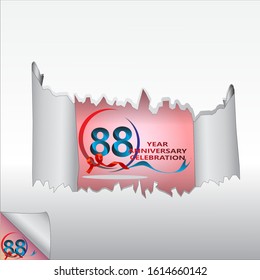 Rip paper. 88 year anniversary celebration Vector illustration