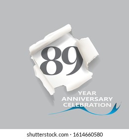 Rip paper. 89 year anniversary celebration Vector illustration