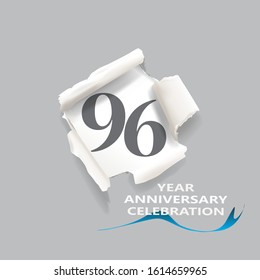 Rip paper. 96 year anniversary celebration Vector illustration