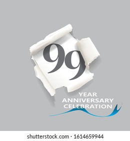 Rip paper. 99 year anniversary celebration Vector illustration