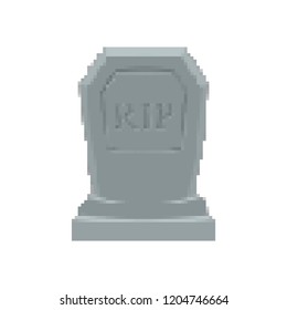 RIP pixel art. Tomb 8 bit. Gravestone Halloween. Grave Cemetery vector illustration