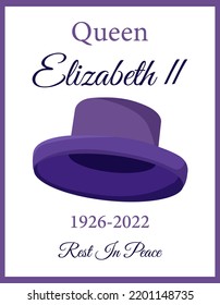 RIP Queen Elizabeth II Death 09.08.2022 Memorial Poster.Monarch Hat