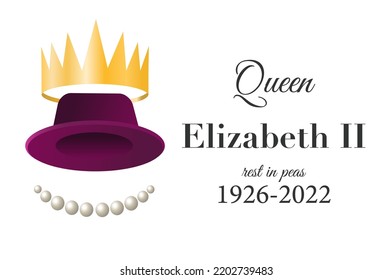 RIP Queen Elizabeth II Death 09.08.2022 Memorial Poster.Monarch Hat