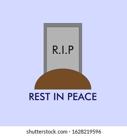 RIP or rest in peace sign with grave illustration