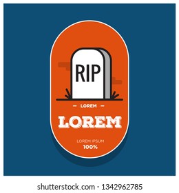 RIP Tombstone Badge Sticker Design Flat Style Design