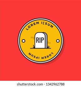 RIP Tombstone Badge Sticker Design Flat Style Design
