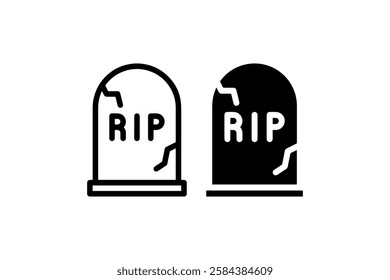 RIP Tombstone Icon in Outline and Solid vector