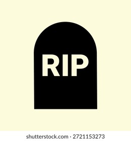 RIP Tombstone Silhouette Icon With Rounded Shape And Minimal Flat Design