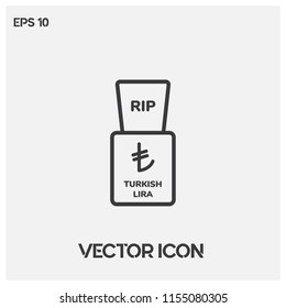 RIP turkish lira sign vector icon illustration.Ui/Ux.Light backround.Premium quality.