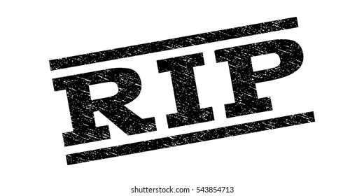 Rip watermark stamp. Text tag between parallel lines with grunge design style. Rubber seal stamp with scratched texture. Vector black color ink imprint on a white background.