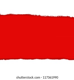 Rip White Paper And Red Background, Vector Illustration