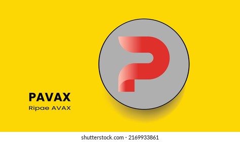 Ripae AVAX, PAVAX coin cryptocurrency 3d logo isolated on yellow background with copy space. vector illustration of Pavax banner design concept.