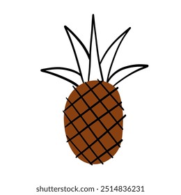 Ripe abstract pineapple. Hand drawn pineapple. Stylized exotic fruit. Abstract elements for backgrounds, textiles, posters, postcards, packaging and more.