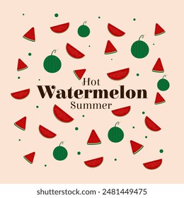 Ripe, appetizing and sweet watermelons and watermelon slices