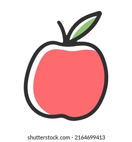 Ripe apple. Delicious healthy and unhealthy nutrition. Cartoon vector isolated on white background. Good vs bad choice