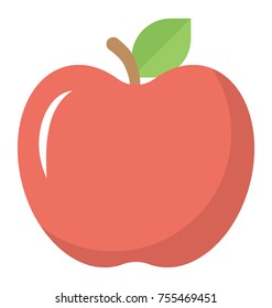 
Ripe apple. Fruit with small fresh leaf
