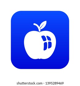 Ripe apple icon blue vector isolated on white background