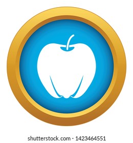 Ripe apple icon blue vector isolated on white background for any design