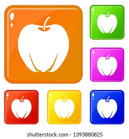 Ripe apple icons set collection vector 6 color isolated on white background
