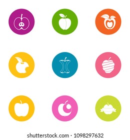 Ripe apple icons set. Flat set of 9 ripe apple vector icons for web isolated on white background