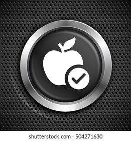Ripe Apple on Black Round Button