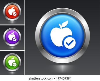 Ripe Apple on Blue Round Button