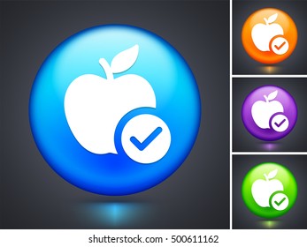 Ripe Apple on Blue Round Button