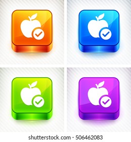Ripe Apple on Color Square Buttons
