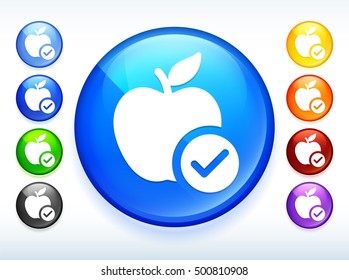 Ripe Apple on Colorful Round Button
