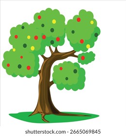 Ripe apple tree illustration on a white background