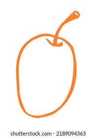 Ripe apricot in sketch style, linear art. Contour drawing for food design. Doodle of garden fruit.