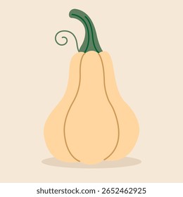 Abóbora de outono madura. Desenhado à mão. Ilustração vetorial em estilo plano.