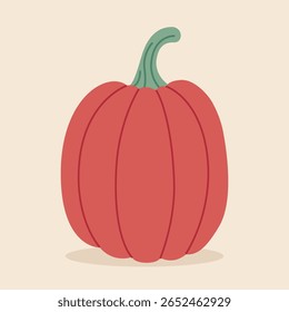 Abóbora de outono madura. Desenhado à mão. Ilustração vetorial em estilo plano.