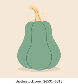 Abóbora de outono madura. Desenhado à mão. Ilustração vetorial em estilo plano.